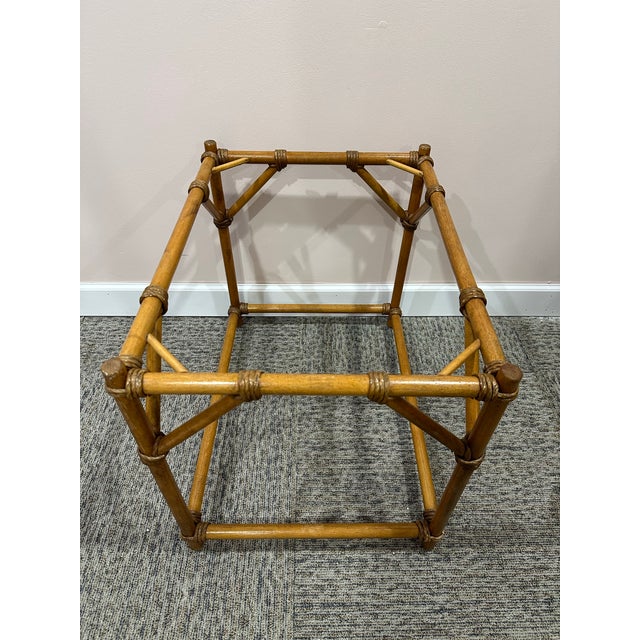 1950s 1950’s Rattan Glass Top Side Table For Sale - Image 5 of 5