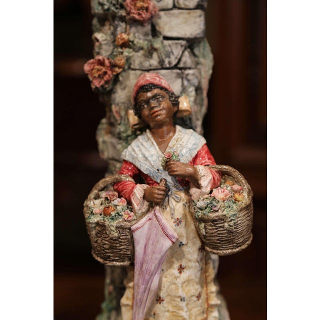Pair of 19th Century French Barbotine Figural Majolica Vases For Sale - Image 9 of 12