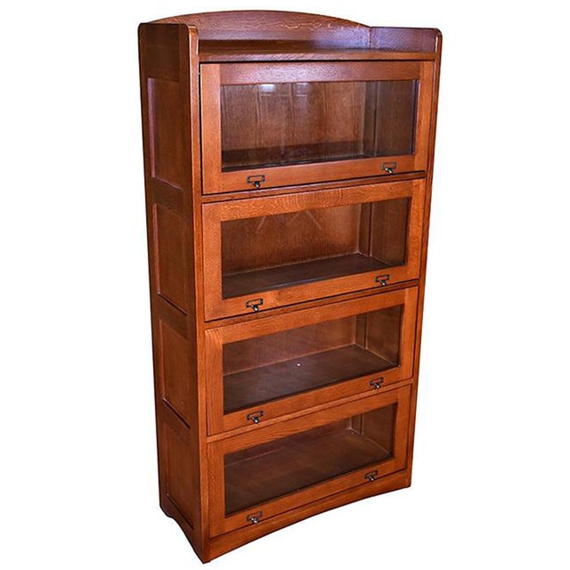 Brown Mission Quarter Sawn Oak 4 Stack Barrister Bookcase - Walnut For Sale - Image 8 of 10