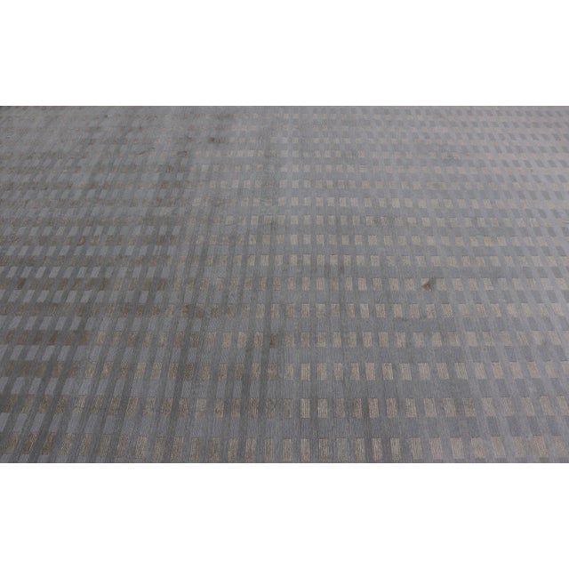 Modern Large Modern Tibetan Wool and Silk Rug in Neutral Earth Tones 10'0" X 15'0" For Sale - Image 3 of 12