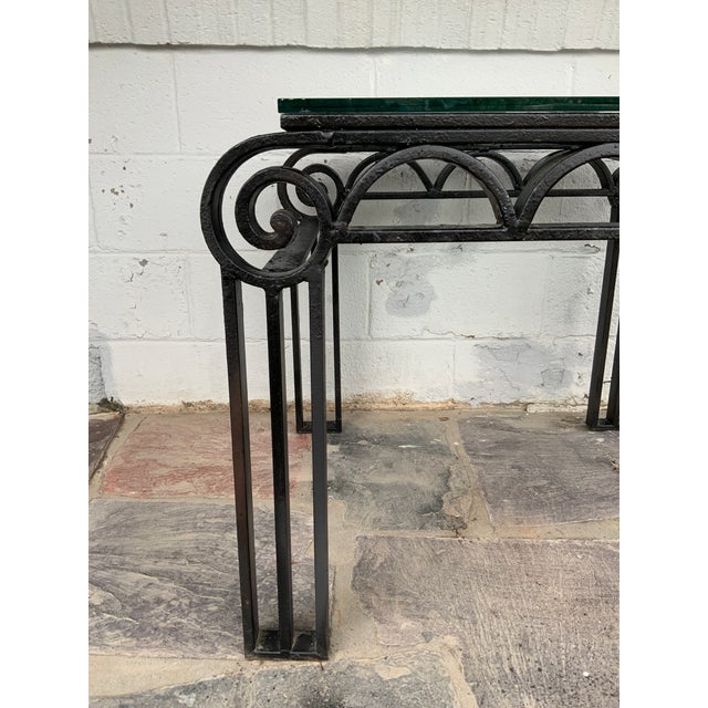 Metal 1920s Deco Style Cast Iron Glass Top Table For Sale - Image 7 of 10