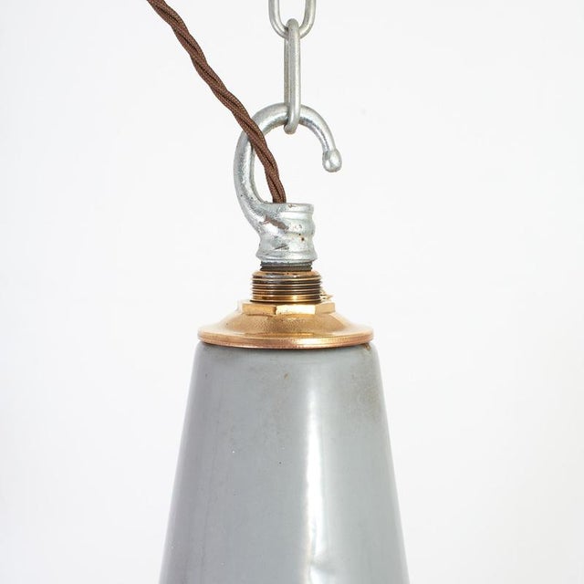 Industrial Industrial Grey Dome Pendant Light from Benjamin, 1950s For Sale - Image 3 of 7