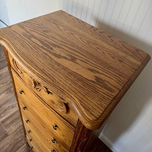 Late 20th Century Vintage Oak Lingerie Chest of Drawers- Oakwood Interiors Versailles Collection For Sale - Image 5 of 12