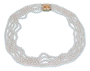 Multi Strand 14k Yellow Gold Pearl Necklace