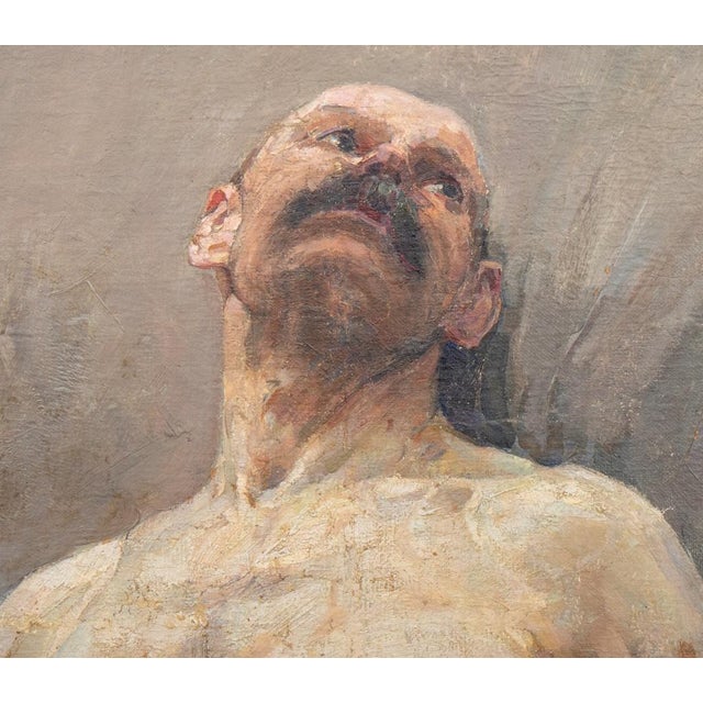 Aleksei Alekseevich Shovkunenko (Ukrainian, 1884-1974), Standing Nude Man, Oil on Canvas, signed lower left, signed...