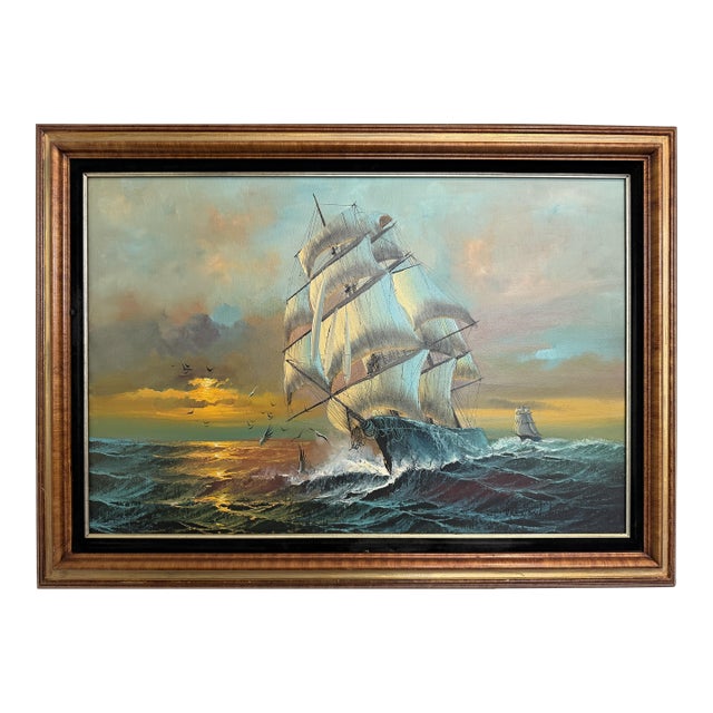 Preston Willis - Original Marine Oil Painting Tall Ship Nautical Seascape For Sale