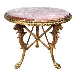 Gueridon Table Patinated and Gilt-Bronze With Marble Top
