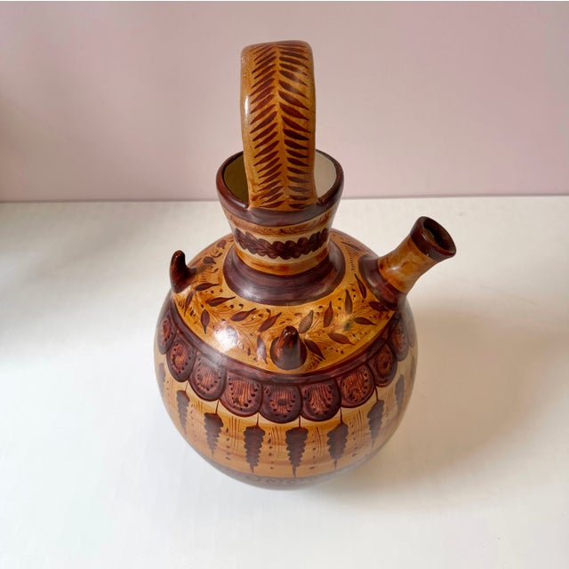 1970s Vintage Handcrafted Mexican Tonala Clay Pottery Water Jug For Sale - Image 5 of 11