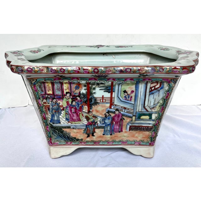 Vintage Chinese Rose Famile Hexagonal Footed Jardiniere For Sale - Image 4 of 18