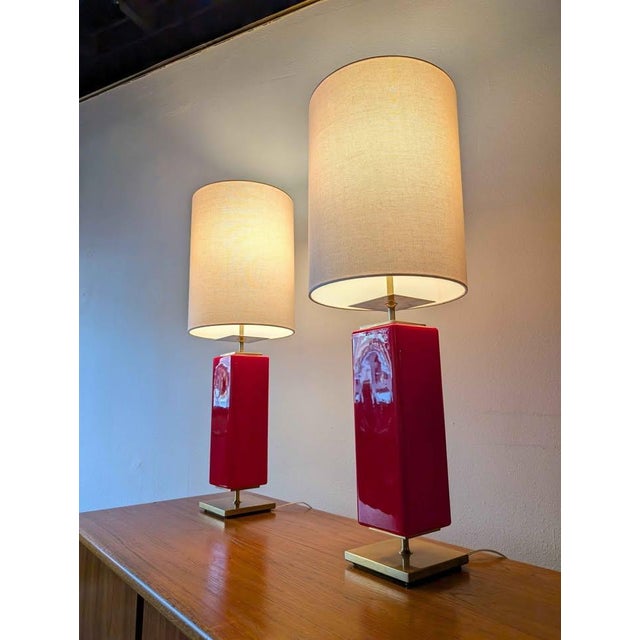 Contemporary Beekman Table Lamps by Kate Spade Magenta Cranberry Pink - Pair For Sale In Seattle - Image 6 of 10