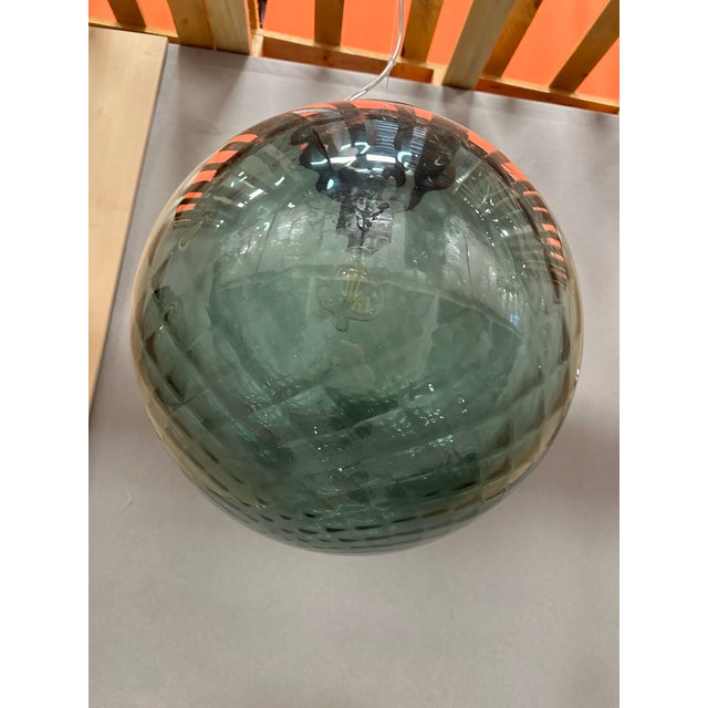 Murano Italian Murano Style Glass Balloton Green Pendant Sphere For Sale - Image 4 of 10