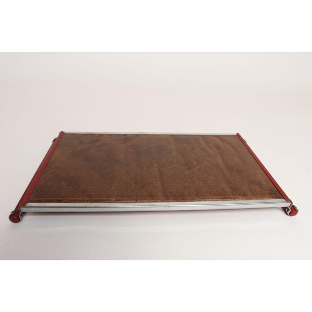 American Art Deco Chrome, Glass, Red Laminate and Painted Wood Tray For Sale - Image 9 of 18