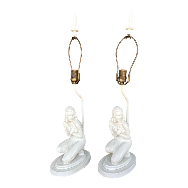 Pair of Art Deco Nude Table Lamps For Sale