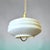 For restoration Elegant Mid-Century Modern hanging pendant lamp featuring a beautifully reverse-painted white glass shade...