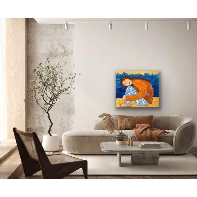 Contemporary "Turtle Girl" Contemporary Original Expressionist Painting by Tracy Allegro For Sale - Image 3 of 11