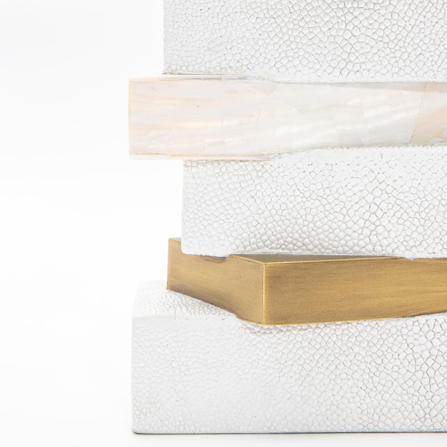 Metal Modern Sculptural Vase in Shagreen With Shell and Brass Details by Kifu Paris For Sale - Image 7 of 7