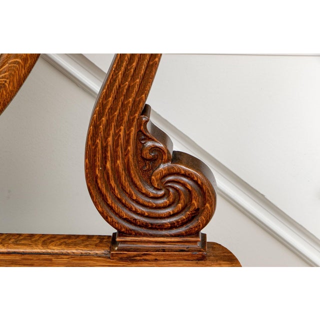 Antique Oak Dressing Table With Large Oval Vanity Mirror For Sale - Image 11 of 13