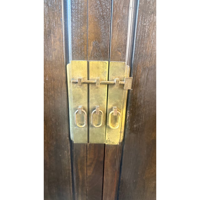 Late 20th Century Michael Taylor for Baker Walnut Cabinet With Brass Hardware For Sale - Image 11 of 12