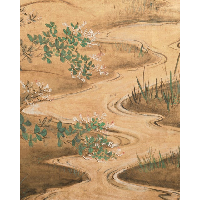 Wood Early 20th Century Japanese Showa Four-Panel Screen Autumn Landscape Rooster & Hen For Sale - Image 7 of 18