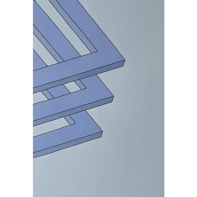 Oscar Reutersvärd, Impossible Figures, Perspective Japonaise No 331, Color Lithograph on Fabriano Paper, 1970s For Sale - Image 3 of 8