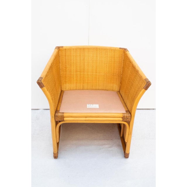 Set of four wicker armchairs, b&b maxalto, made in italy, late 1970s. These pieces were made of rattan and wicker and are...