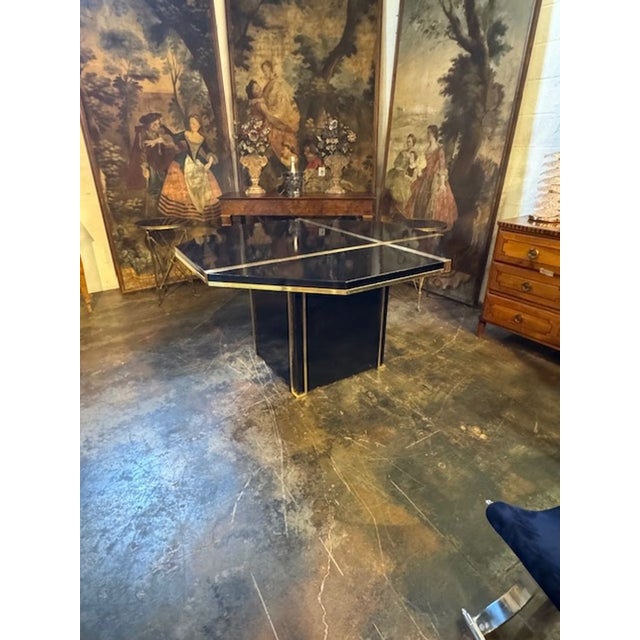 Modern Italian Black Lacquer and Brass Center Table After Jean Claude Mahey For Sale - Image 10 of 10