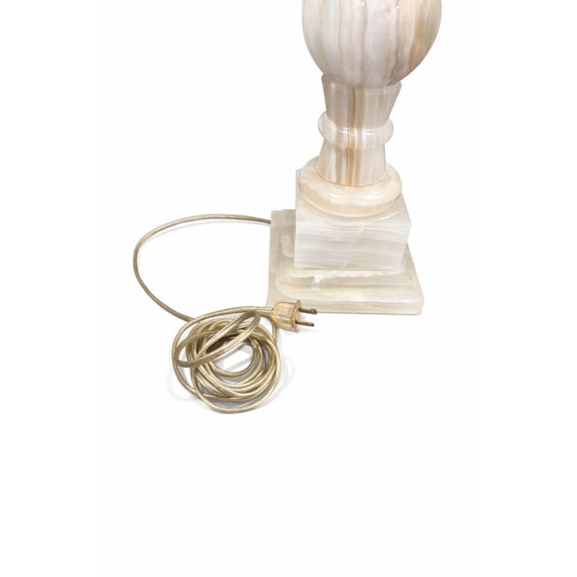 Vintage Italian Onyx Table Lamp, Mid-Century Classical Form For Sale - Image 11 of 11