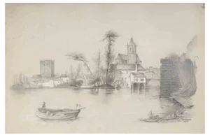 André Ruellan, The Landscape, Original Pencil & Lead Drawing, 20th Century