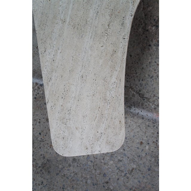 Mid Century Modern Sculptural Travertine Stone Walnut Boomerang Coffee Table MCM For Sale - Image 10 of 15