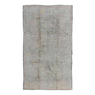 Muted Vintage Turkish Oushak Rug With Central Medallion in Gray, Ivory, Brown For Sale