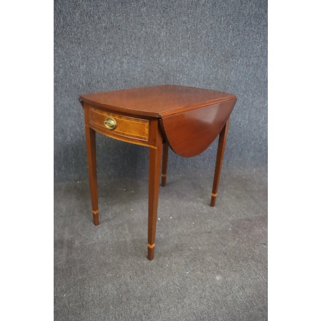 Norris Hepplewhite Style Mahogany Inlaid Pembroke Table For Sale - Image 4 of 8