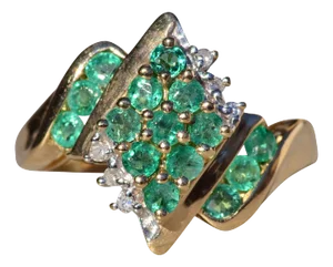 The Osoyoos: Ladies Yellow Gold Emerald and Diamond Cluster Cocktail Ring