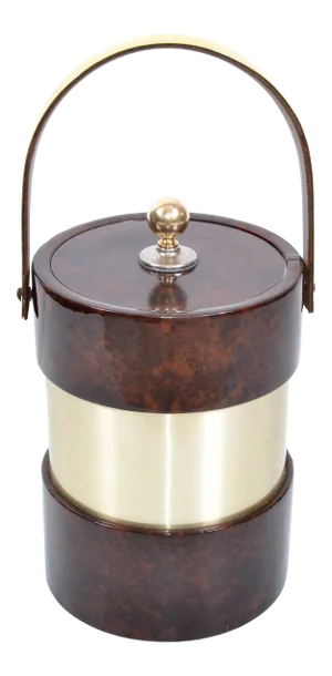 Signed Morgan Bucket Brigade Ice Bucket Brass & Tortoise Mid-Century Modern