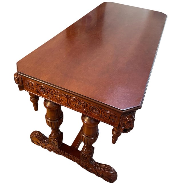 Brown 1990’s Design Toscano Sir Benedict’s Renaissance Library Table For Sale - Image 8 of 10