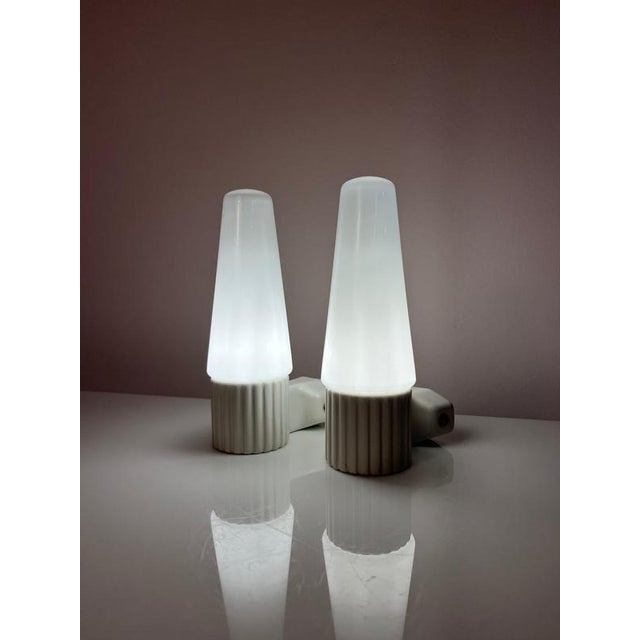 Vintage Model 6020 Wall Lamps in White by Sigvard Bernadotte for Ifö, Set of 2 For Sale - Image 3 of 11