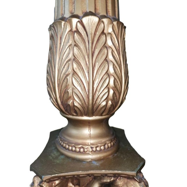 Antique Bronze Liturgical Church Candelabra with Cherubs For Sale - Image 5 of 7