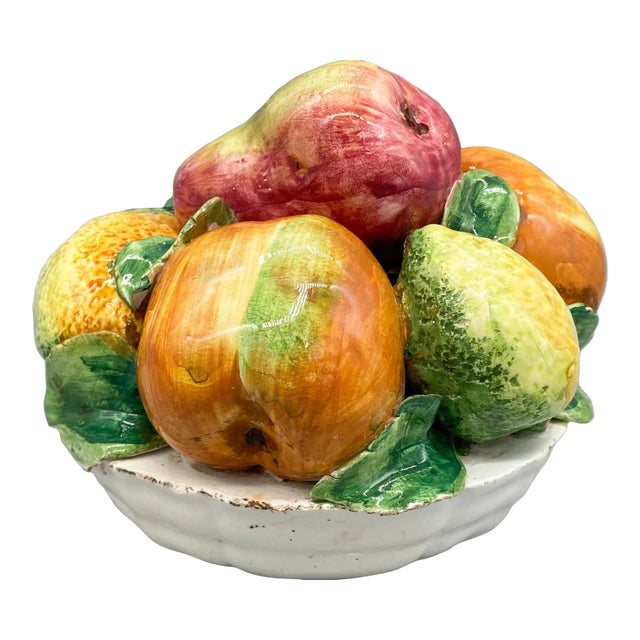 Late 20th C. Italian Fruit Bowl – Hand-Painted – Rustic Kitchen / Mediterranean For Sale