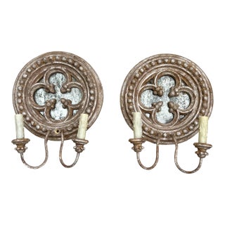 Pair of Decorative Faux-Antique Gothic-Style Wall Sconces For Sale