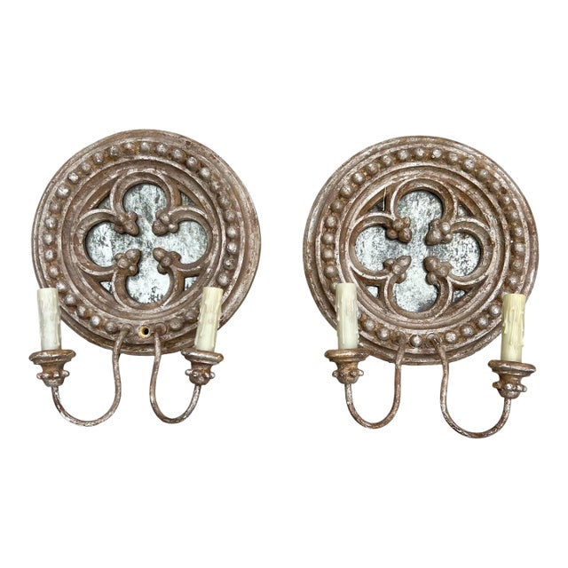 Pair of Decorative Faux-Antique Gothic-Style Wall Sconces For Sale