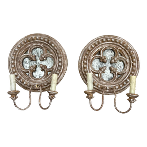 Pair of Decorative Faux-Antique Gothic-Style Wall Sconces
