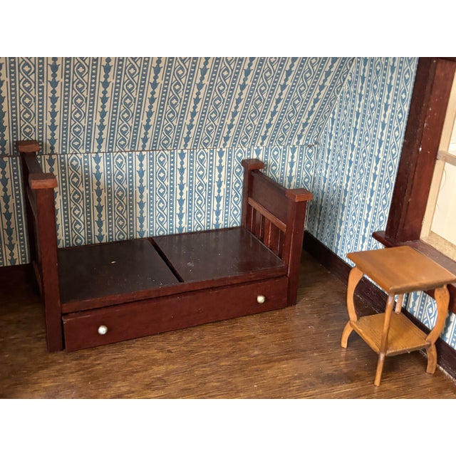 Early 20th Century Bench Made Folk Art Colonial Dollhouse, Furnished For Sale - Image 13 of 17