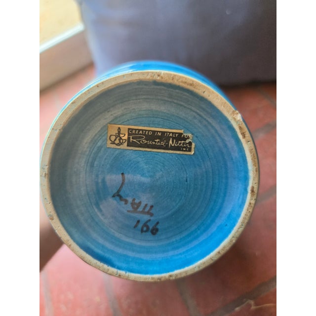 Aldo Londi Bitossi Italy MCM Green Blue Gold Glazed Ceramic Vase 8" Rimini Style For Sale In Baltimore - Image 6 of 8