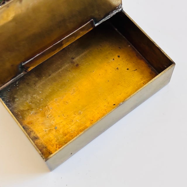 Cloisonne Brass Box With Handle For Sale - Image 9 of 11