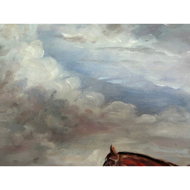 Early 21st Century Fox Hunt Oil Painting Equestrian Scene With Horses and Hounds, Landscape For Sale - Image 5 of 11