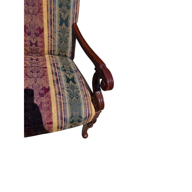 1990s Hickory Chair Co. Armchair Gainsborough Regency Bergere Lounge Louis XV Mahogany For Sale - Image 11 of 15