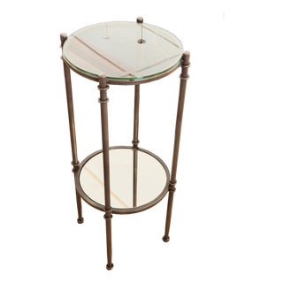 Small Modern Gray Metal and Glass Top Drink/Side Table For Sale