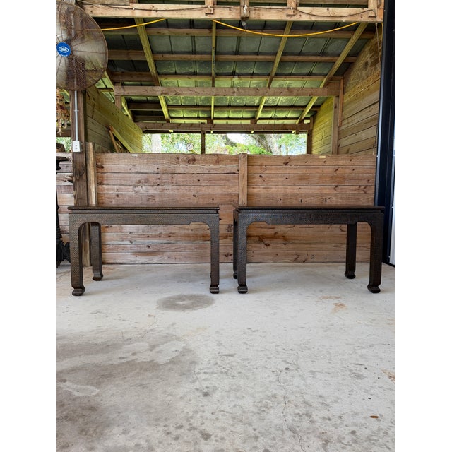 Harrison Van Horn Vintage Lacquered Raffia Ming Style Console Table For Sale - Image 11 of 12