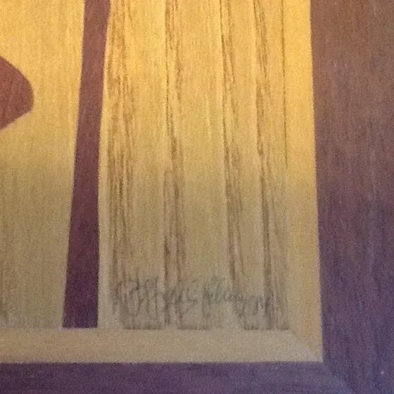 Mid-Century Modern Vintage Handcrafted Inlaid Multi-Wood Lilies Artwork For Sale - Image 3 of 4