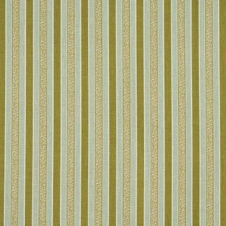 Schumacher Auguste Stripe Fabric In Ciel & Leaf For Sale