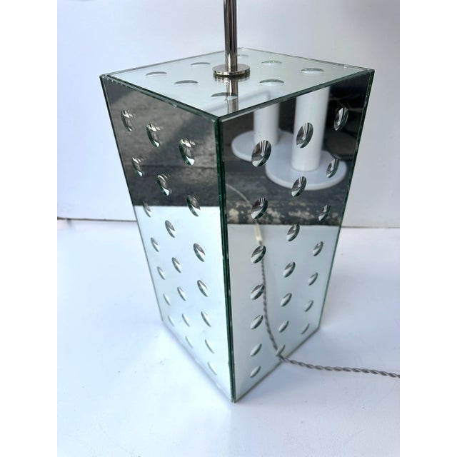 Metal Contemporary Pair of Silver Optical Murano Glass Lamps by Roberto Rida, Italy For Sale - Image 7 of 12